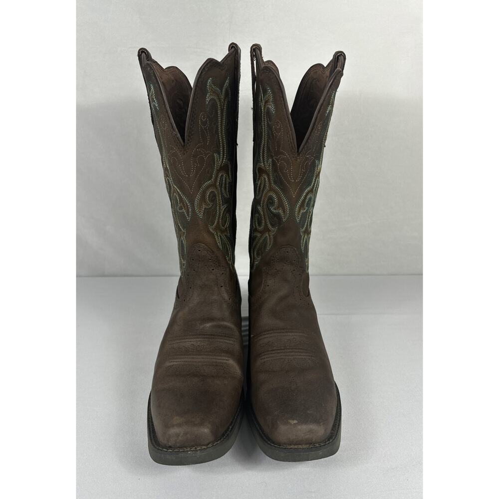 Justin Stampede Western Cowboy Boots L2552 Sorrel Women's Size 10.5C Refurbished